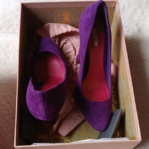 Miu Miu Purple Suede Peep-Toe Heels